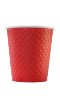 Стакан бумажный рифленый двухслойный 250 мл. КРАСНЫЙ